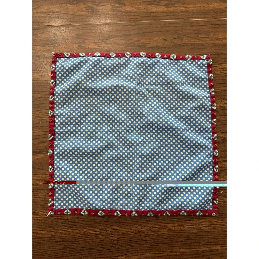 Handmade Reversible Cloth Napkins Set Of 4 Red Medallion Blue Polka Dot Preppy